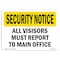 Signmission OSHA Security Sign, 10" Height, 14" Width, Rigid Plastic, Visitors Must Report To Office, Landscape OS-SN-P-1014-L-11672 - alternate 1